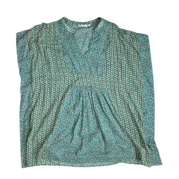 Roller Rabbit | Tops | Roller Rabbit Gauze Greenpink Floral Tunic Loose ...